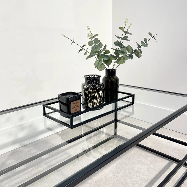 Zindozia Decorative Metal Glass Serving Tray