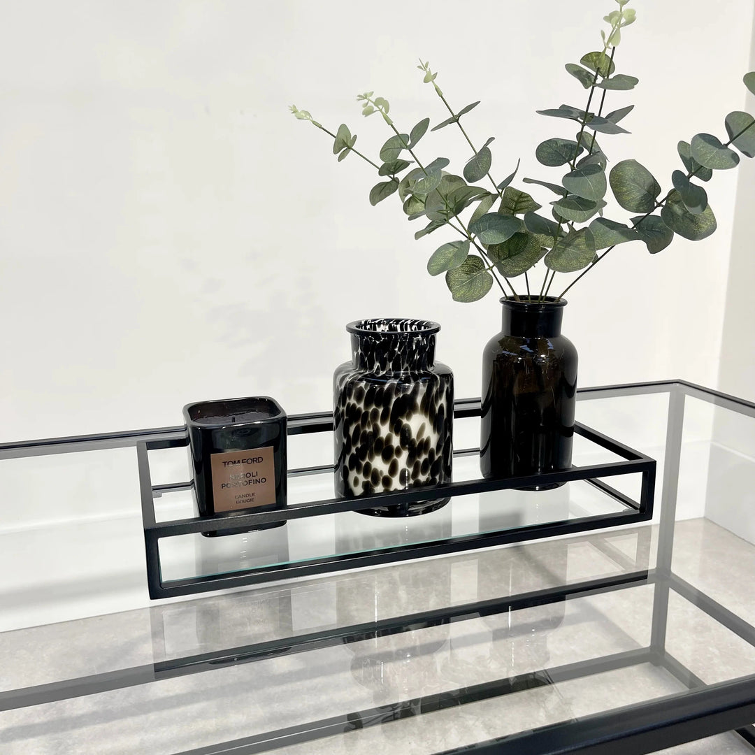 Zindozia Decorative Metal Glass Serving Tray