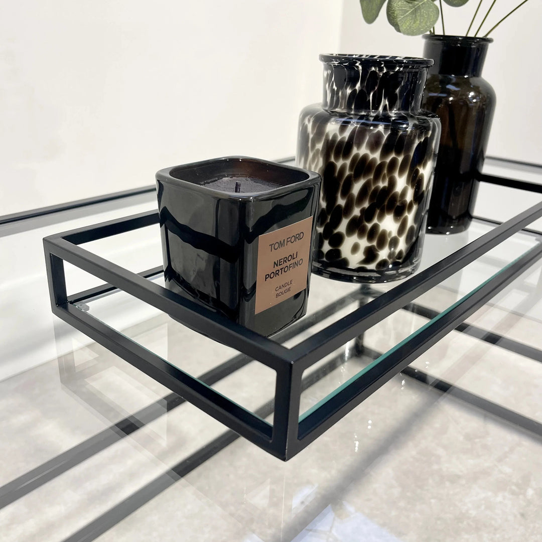 Zindozia Decorative Metal Glass Serving Tray