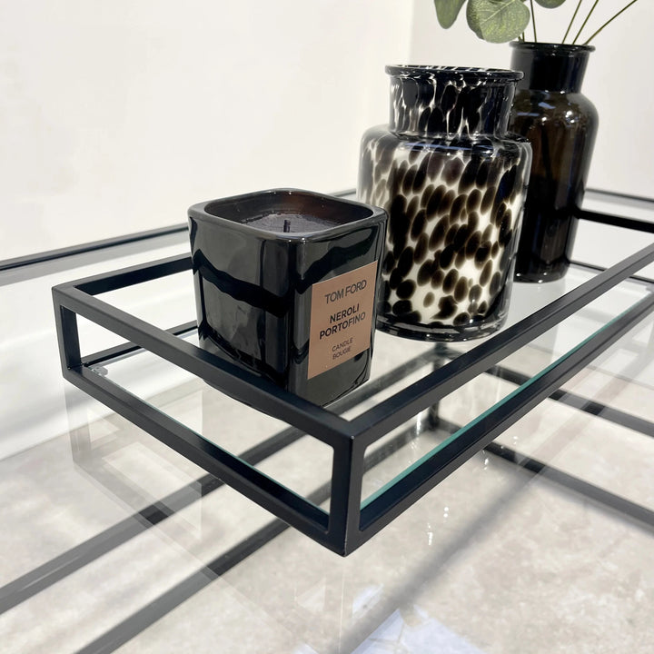 Zindozia Decorative Metal Glass Serving Tray