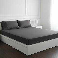 Charcoal Grey Cotton Fitted Sheet Double Bed