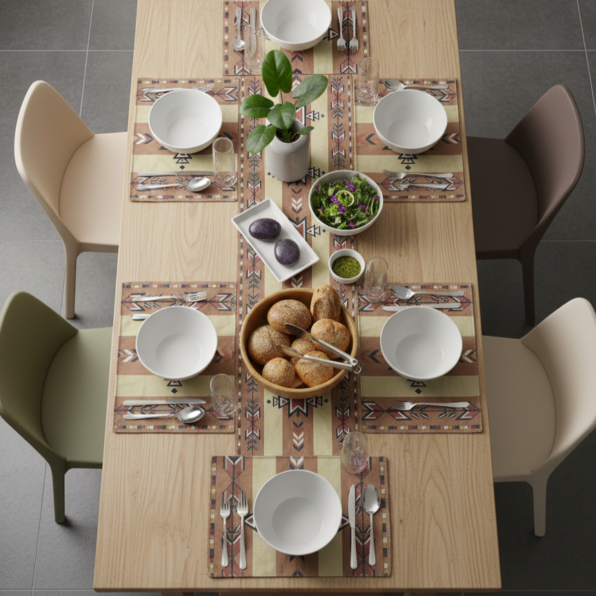 Mirelle Burlap Table Runner &amp; Mats Set