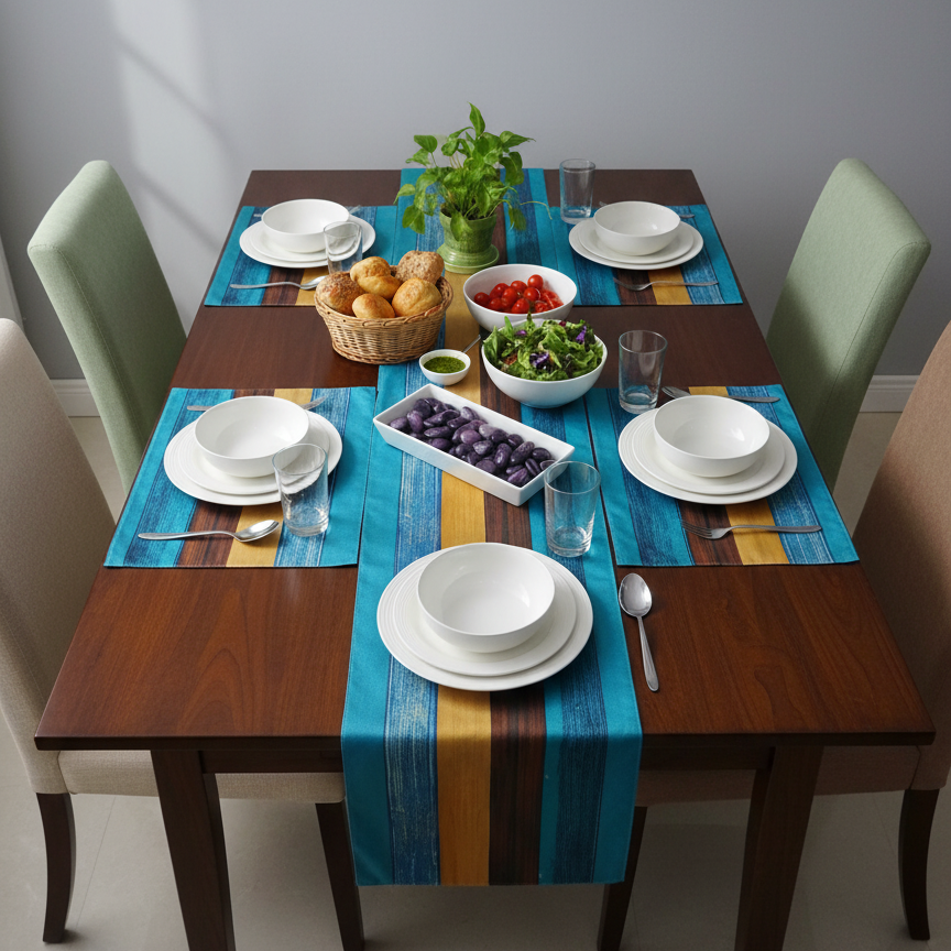 Mirelle Burlap Table Runner &amp; Mats Set