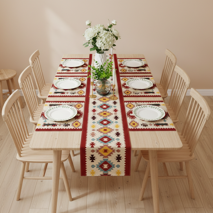Mirelle Burlap Table Runner &amp; Mats Set