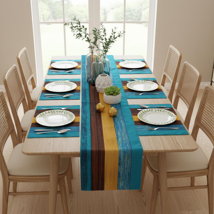 Mirelle Burlap Table Runner &amp; Mats Set