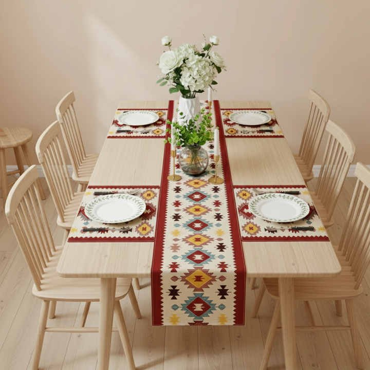 Mirelle Burlap Table Runner &amp; Mats Set
