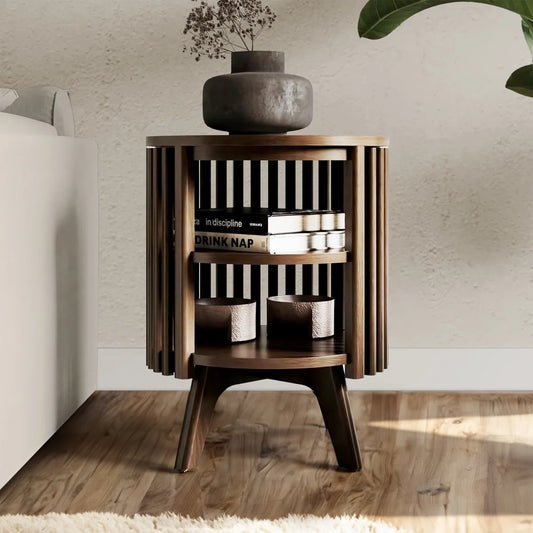 Klever Mid Century Modern Round Center and Side Coffee Table