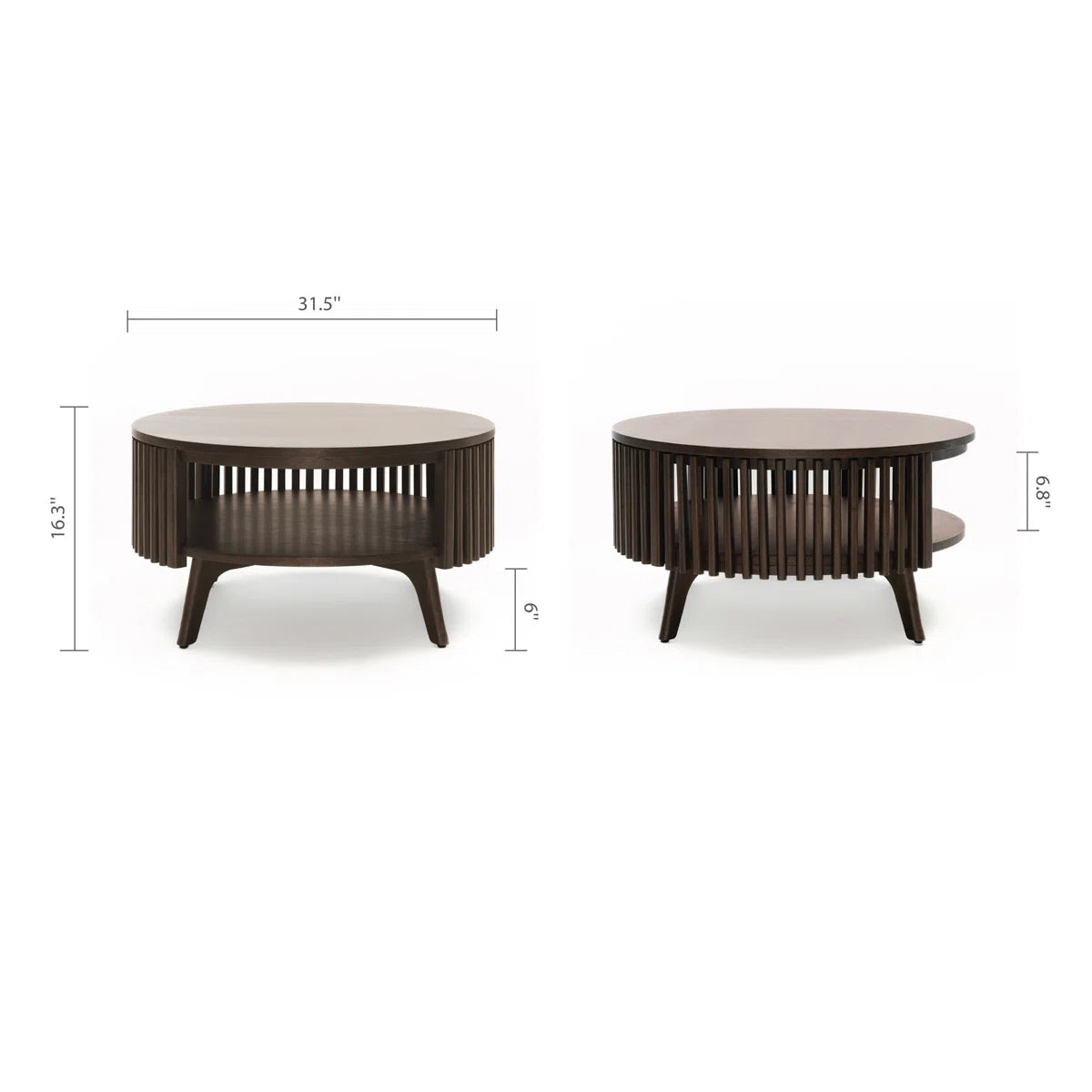 Klever Mid Century Modern Round Center and Side Coffee Table