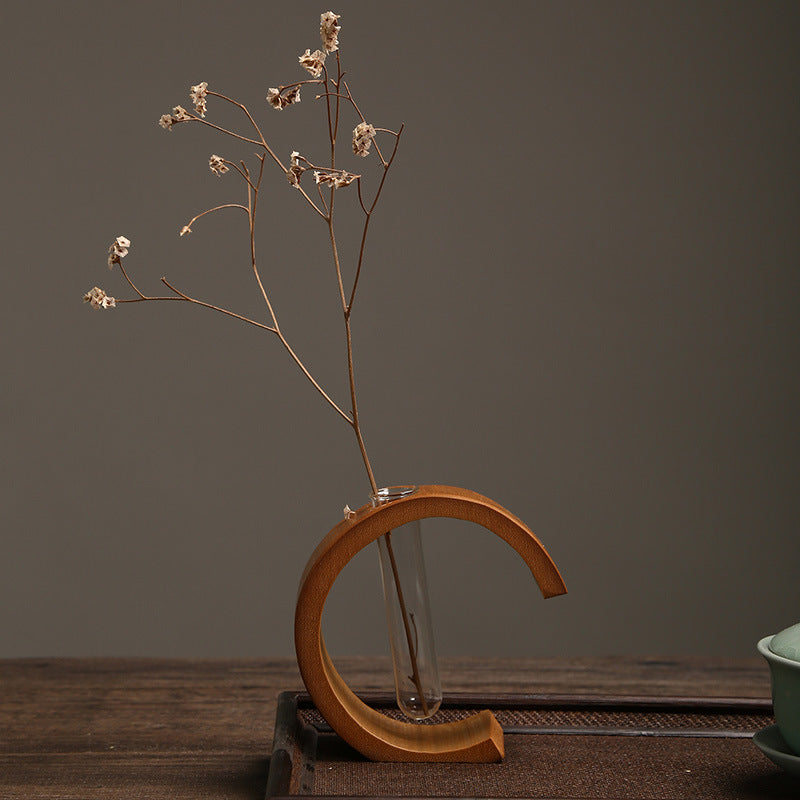 Bonsai Wood Test Tube Flower Pot Artistic Vase Home Office Vase Decor