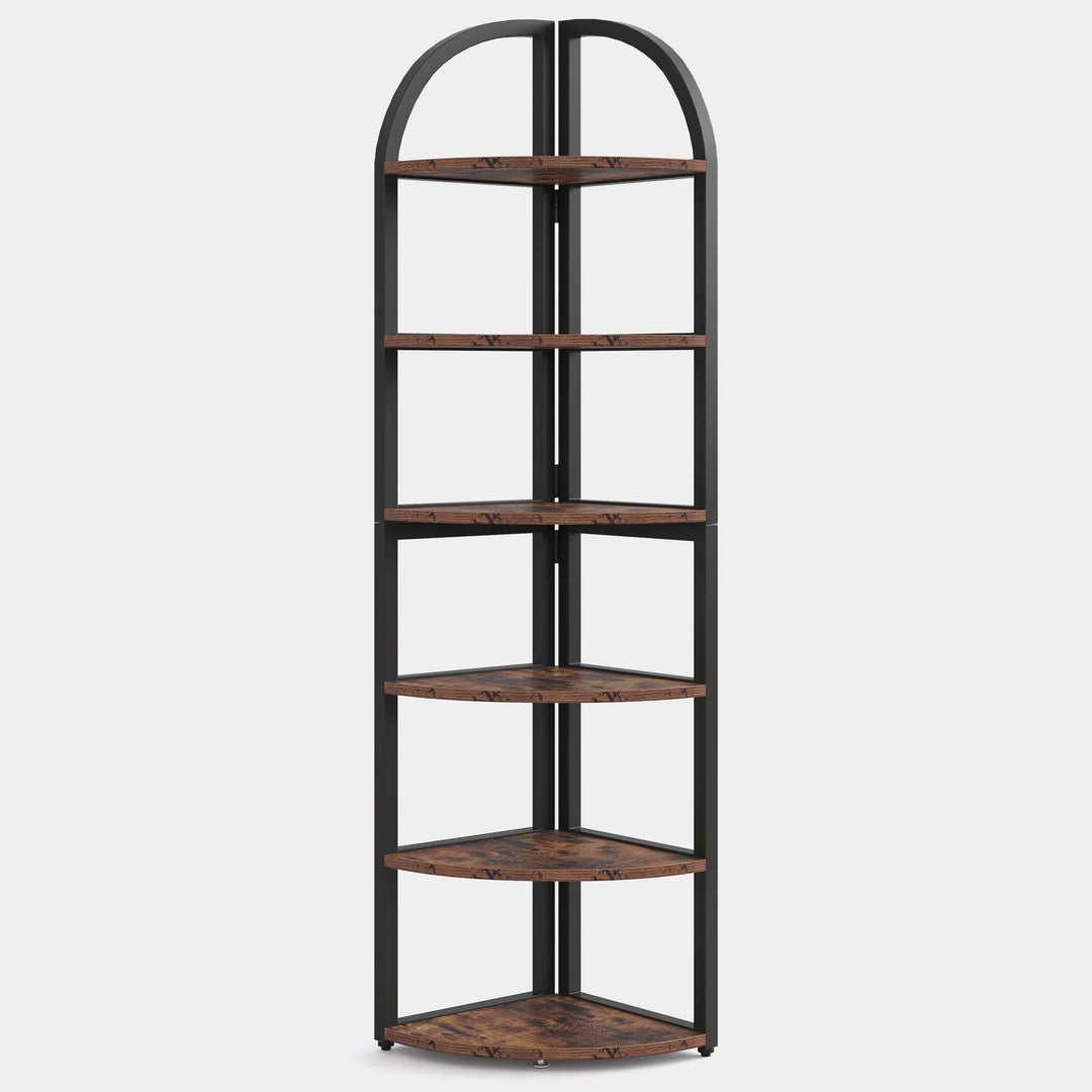 Neror Living Lounge Edge Tall Corner Bookshelf &amp; Bookcase Organizer Rack