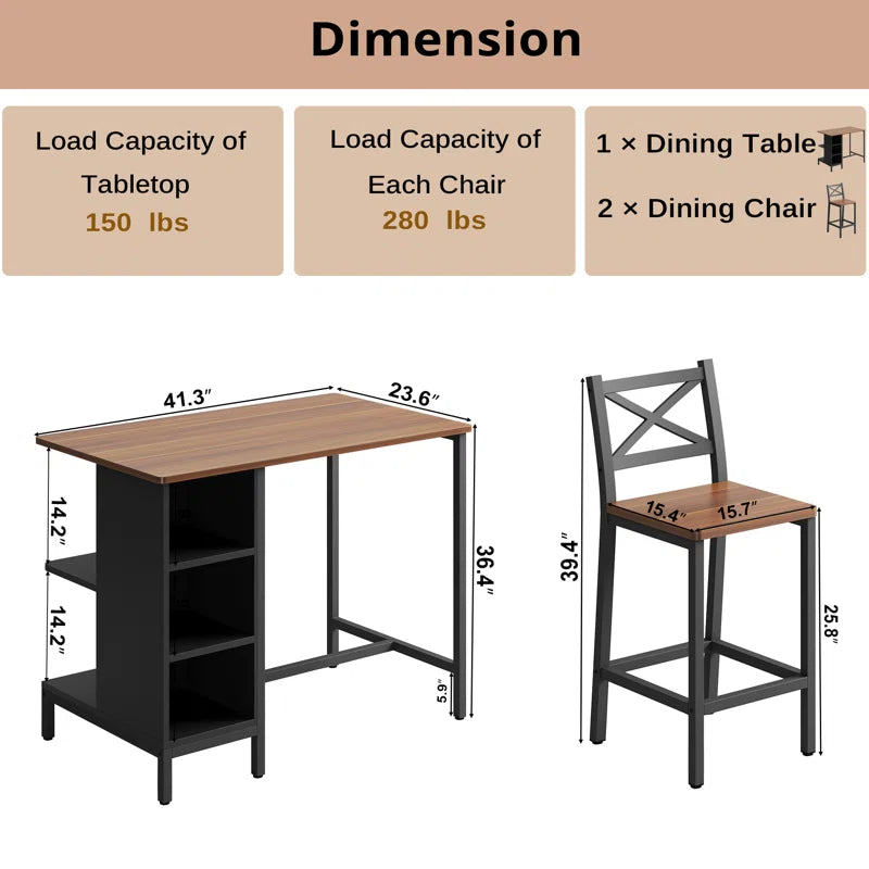 Grovey Counter Height Dining Room Open Kitchen Chair Table Set
