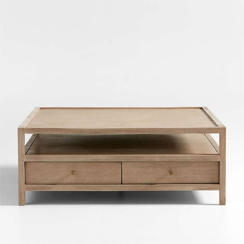 Caen Living Lounge Square Storage Coffee Table (Solid Wood)