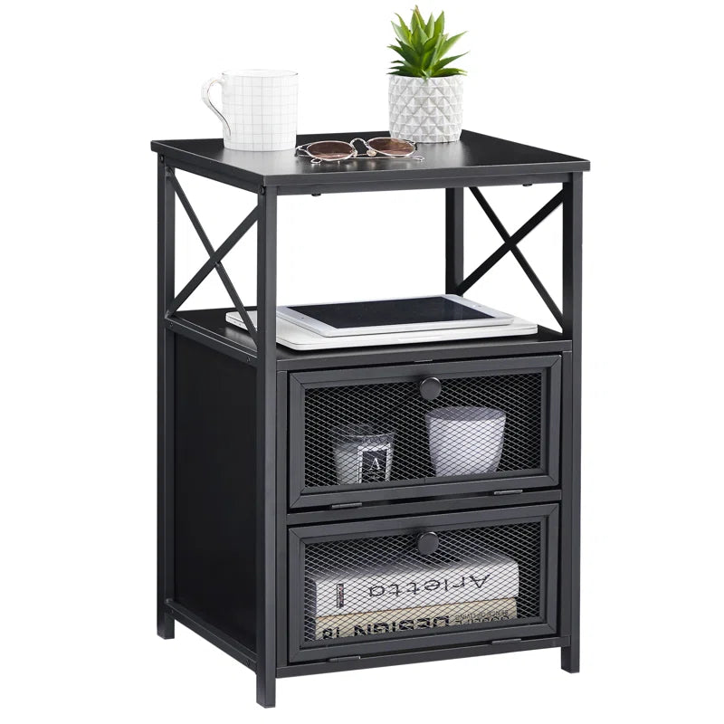 Kempst Nightstand with Flip Drawer Bedside Table