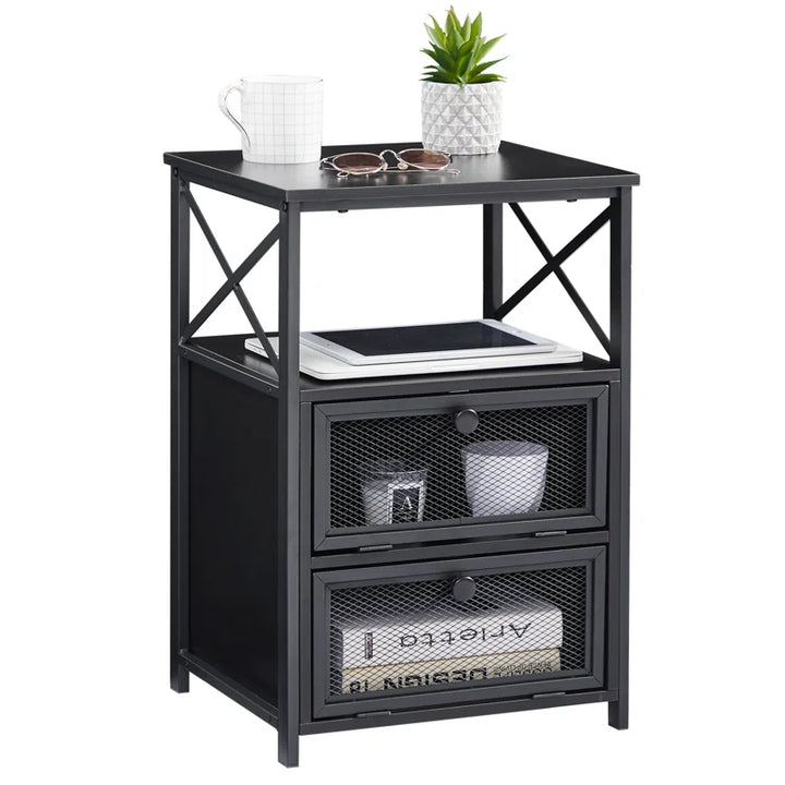 Kempst Nightstand with Flip Drawer Bedside Table