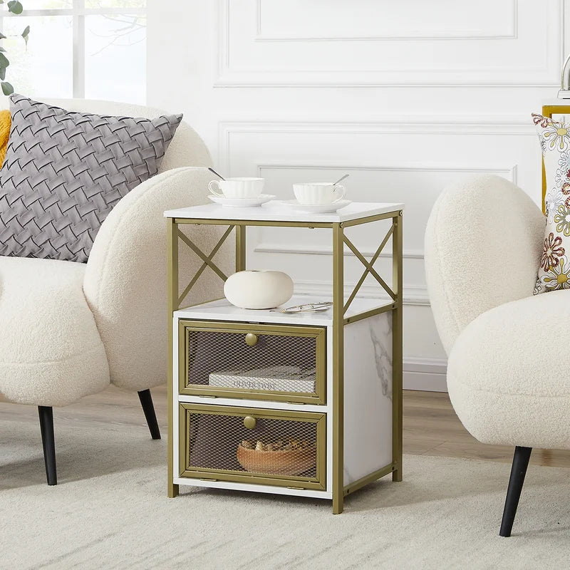 Kempst Nightstand with Flip Drawer Bedside Table