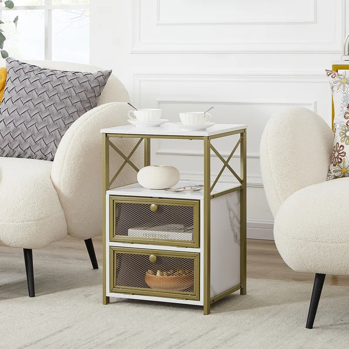 Kempst Nightstand with Flip Drawer Bedside Table