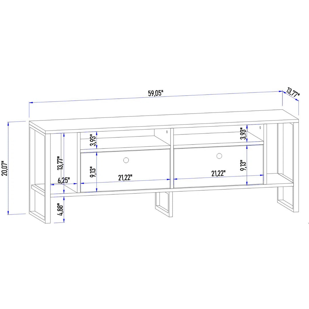 Lotuseey Industrial TV Stand LED Rustic Media Console Table