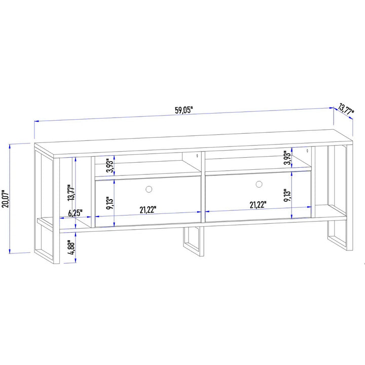 Lotuseey Industrial TV Stand LED Rustic Media Console Table