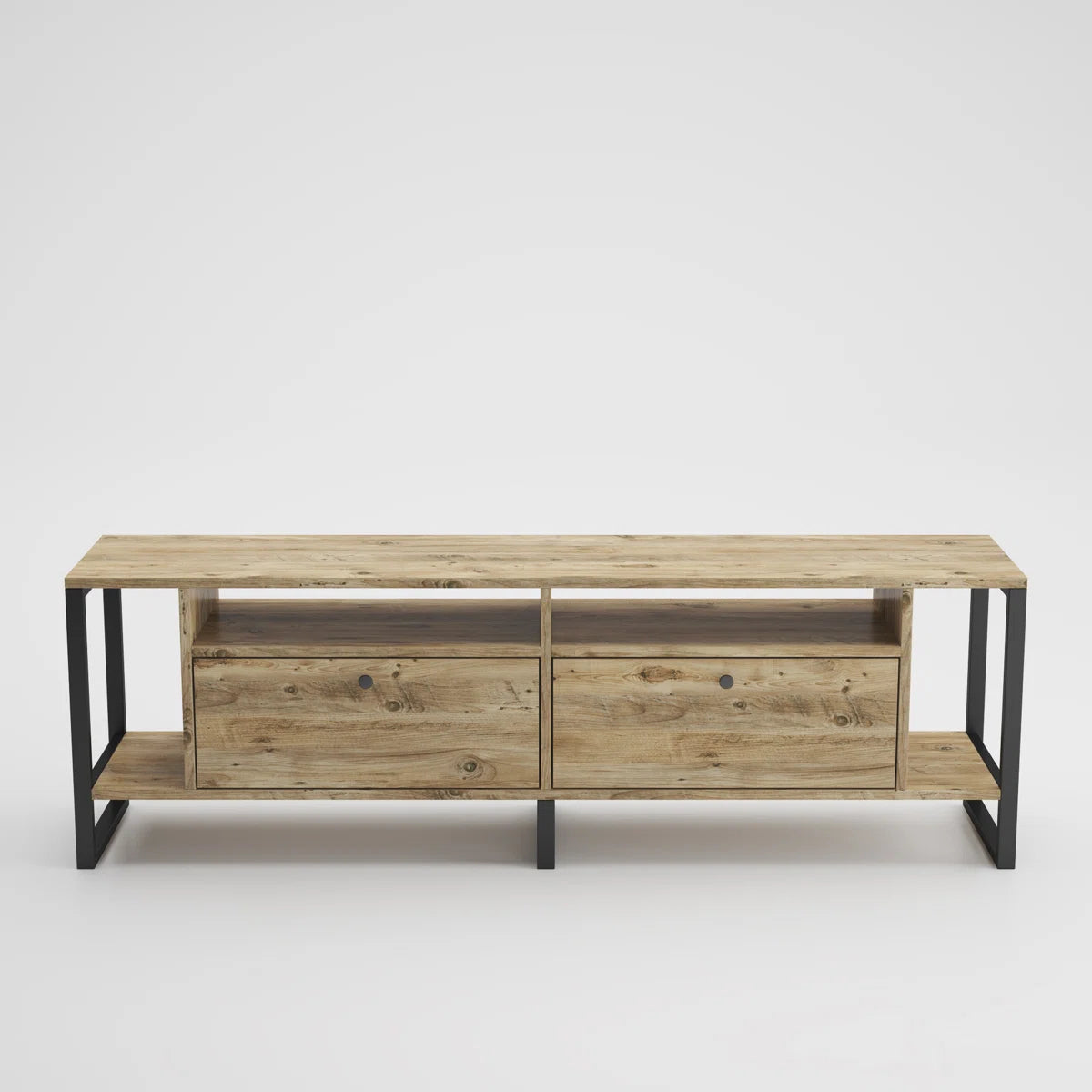 Lotuseey Industrial TV Stand LED Rustic Media Console Table