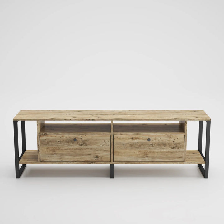 Lotuseey Industrial TV Stand LED Rustic Media Console Table