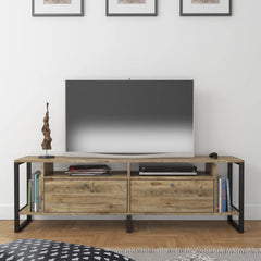 Lotuseey Industrial TV Stand LED Rustic Media Console Table