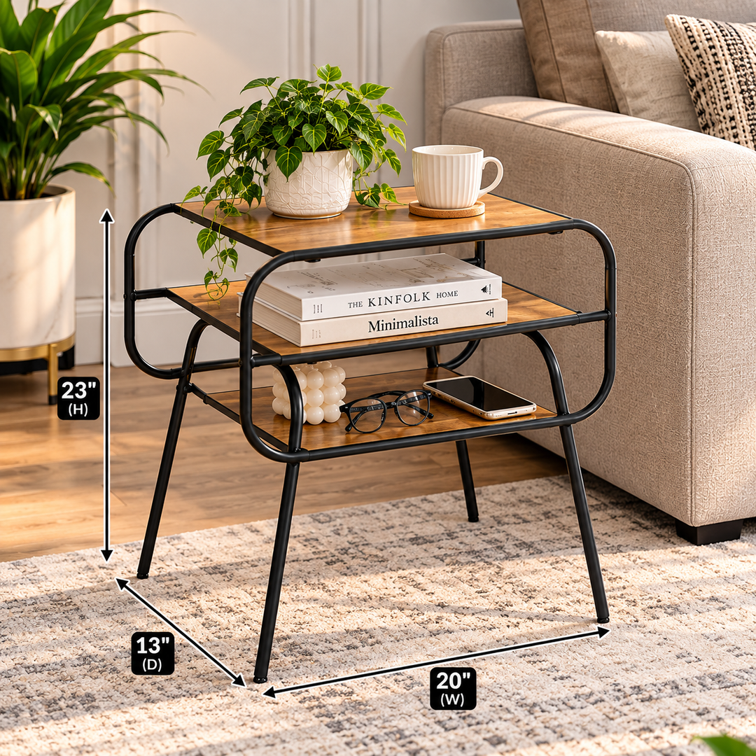 Open Cave Bedside End Table