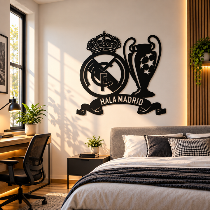 Real Madrid Champions League Inspired - Football Logo Wall Hanging Frame Decor