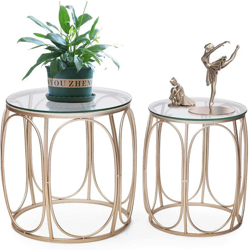 Hokaage Living Lounge Center Coffee Serving Sofa Side Tables (Set of 2)