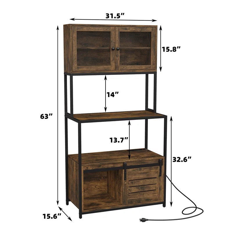 Nyyear Tall Kitchen Pantry Microwave Cabinet Bakers Rack