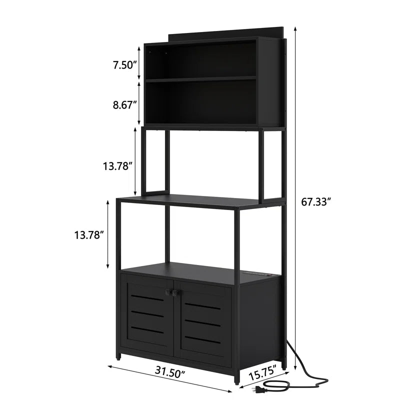 Ebern Tall Hutch Pantry Storage Microwave Oven Spice Organizer Rack