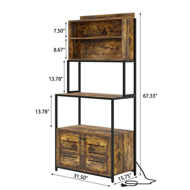 Ebern Tall Hutch Pantry Storage Microwave Oven Spice Organizer Rack