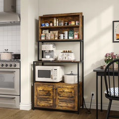 Ebern Tall Hutch Pantry Storage Microwave Oven Spice Organizer Rack