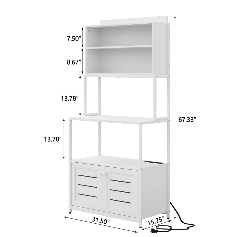 Ebern Tall Hutch Pantry Storage Microwave Oven Spice Organizer Rack