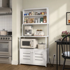 Ebern Tall Hutch Pantry Storage Microwave Oven Spice Organizer Rack