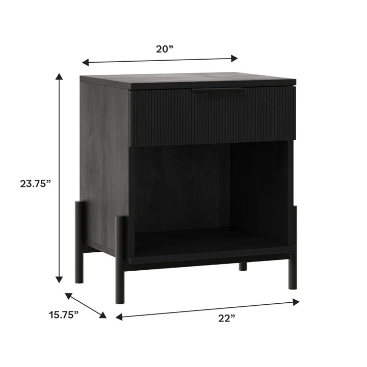 Ridvan 1-Drawer Nightstands with Open Cubby Sidetable