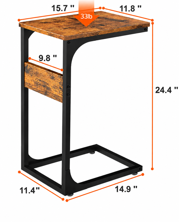 C-Shaped Sofa Side Laptop Table with Power Outlet