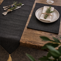 Midnight Pebble Table Runner With 4 Mats