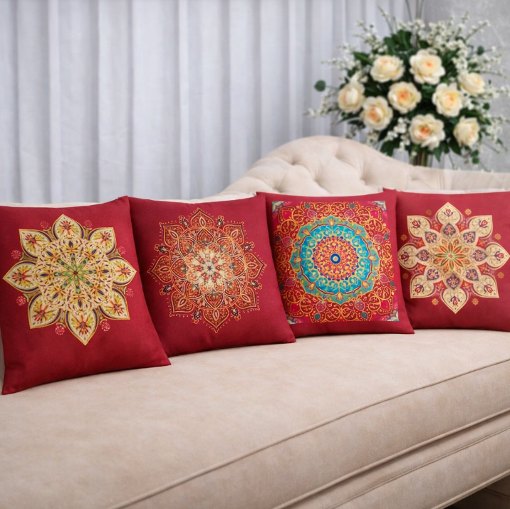 Zelora Bedroom Drawingroom Sofa Cushion Covers (Pack of 4)
