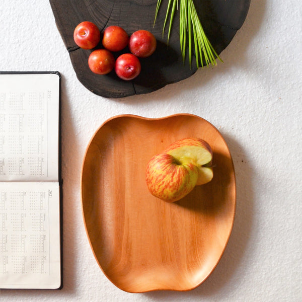 Apple Shape Wooden Platter Tray - waseeh.com