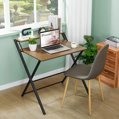Toto 2-Tier Small Computer Desk Saving Folding Study Table