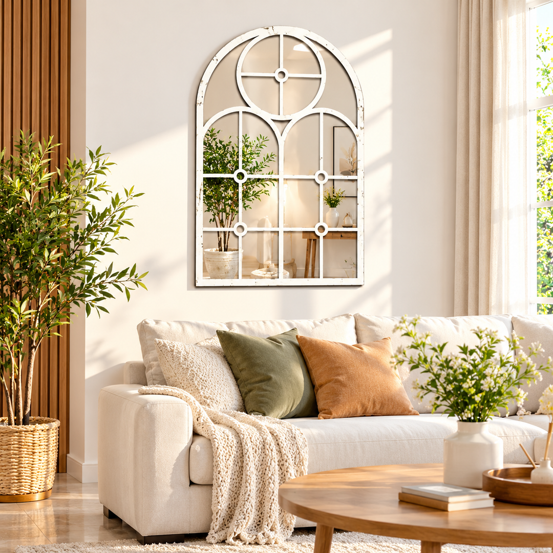 Adlo Farmhouse Arched Bedroom Living Room Wall Mirror