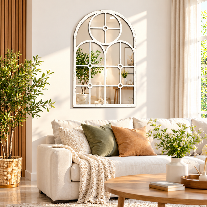 Adlo Farmhouse Arched Bedroom Living Room Wall Mirror