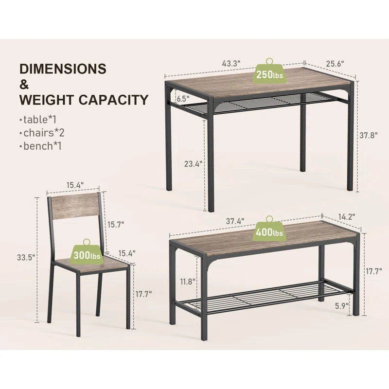 Tamajah Living Kitchen Dining Room Table Chair and Bench Set
