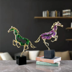 Double Pearl Horse Sculpture Decor - waseeh.com