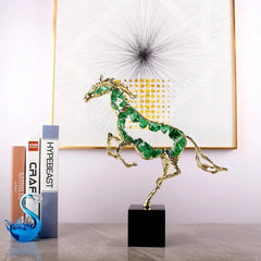 Double Pearl Horse Sculpture Decor - waseeh.com