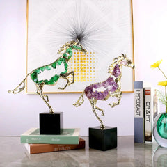Double Pearl Horse Sculpture Decor - waseeh.com