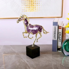 Double Pearl Horse Sculpture Decor - waseeh.com