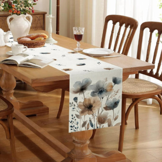 Watercolor-Inspired Botanical Table Runner