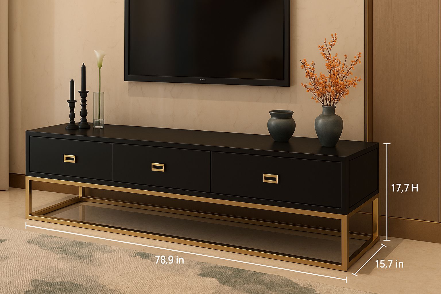 Inclination Rectangular Living Lounge Bedroom LED Wall Console Table