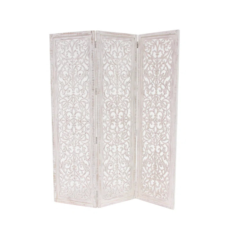 Allium Hinged Foldable Floral Partition Room Divider Screen